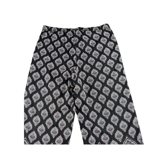 Mud Pie Paisley Wide Leg Palazzo Pants Black White L Elastic Waist - Picture 9 of 9